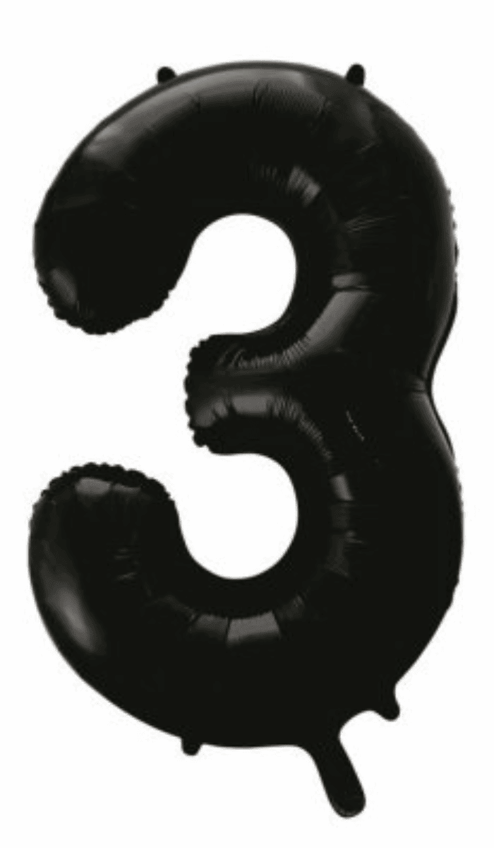 Foil Balloon Large Number Three Black