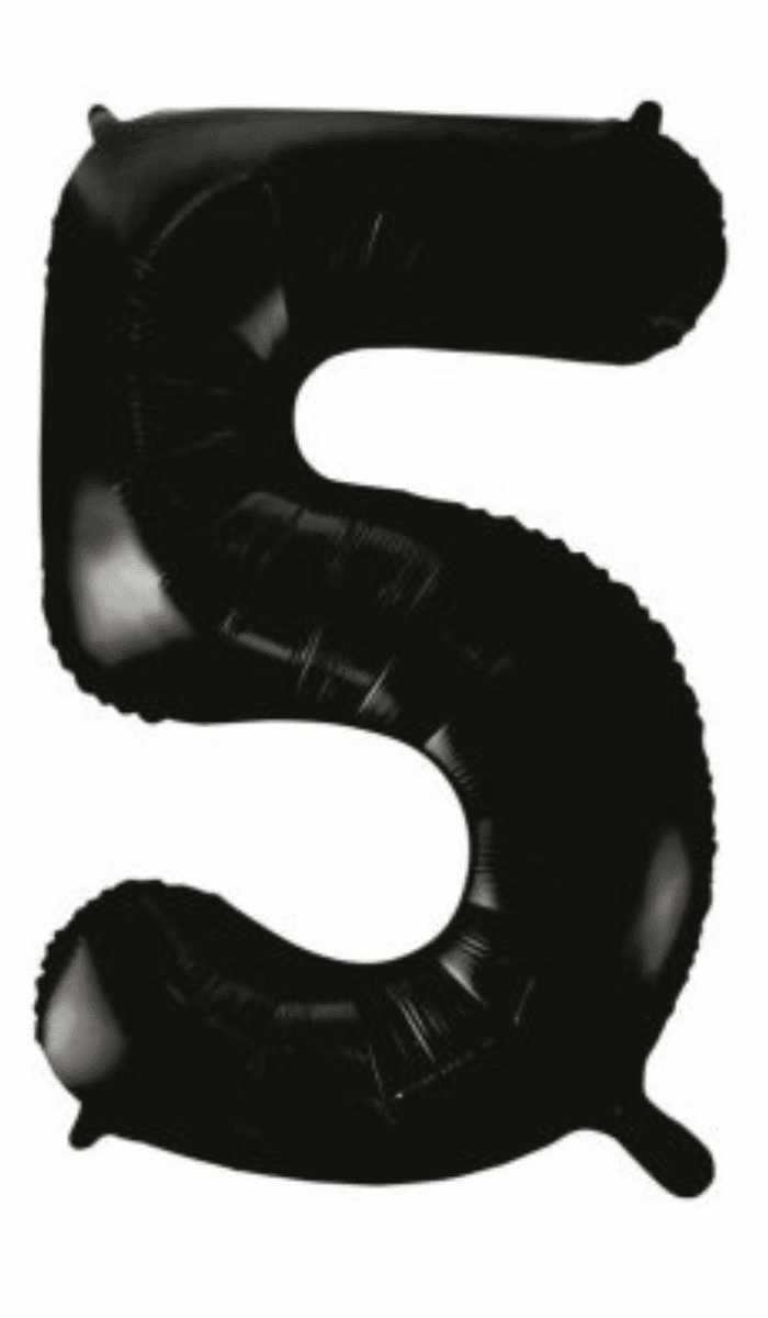 Foil Balloon Large Number Five Black