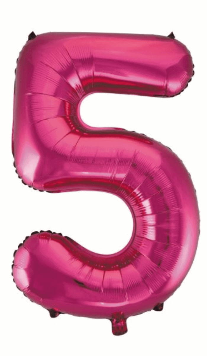 Foil Balloon Large Number Five Hot Pink