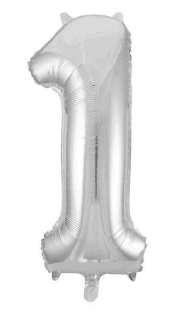Foil Balloon Large Number One Silver