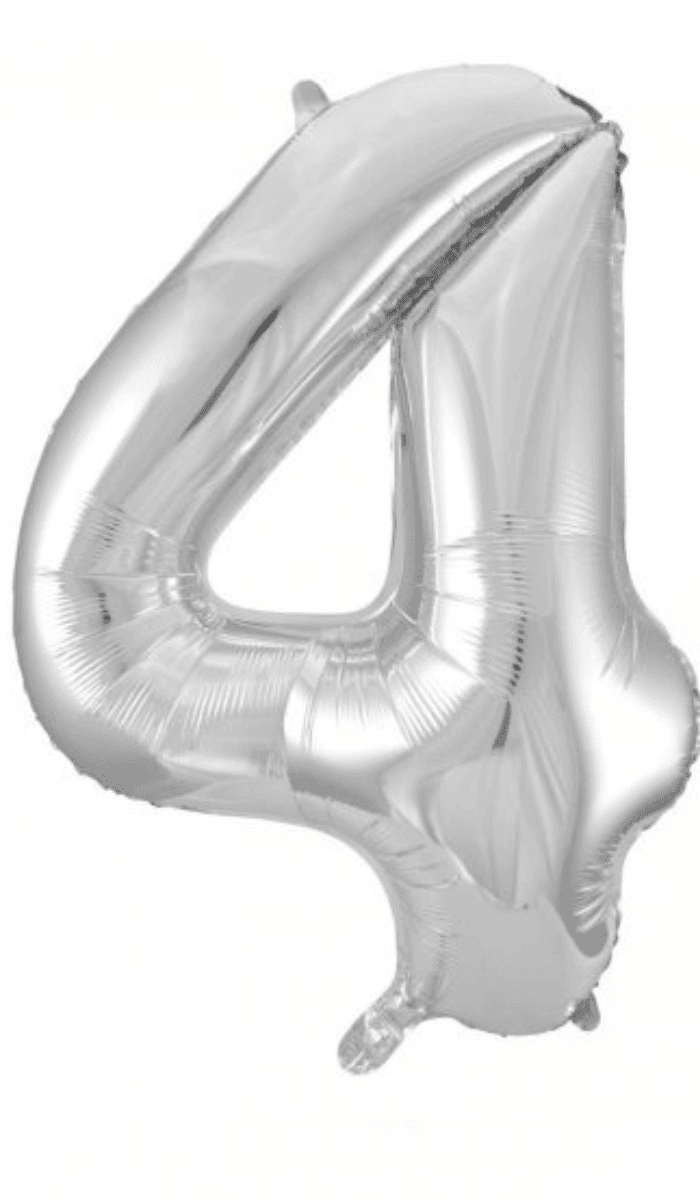 Foil Balloon Large Number Four Silver