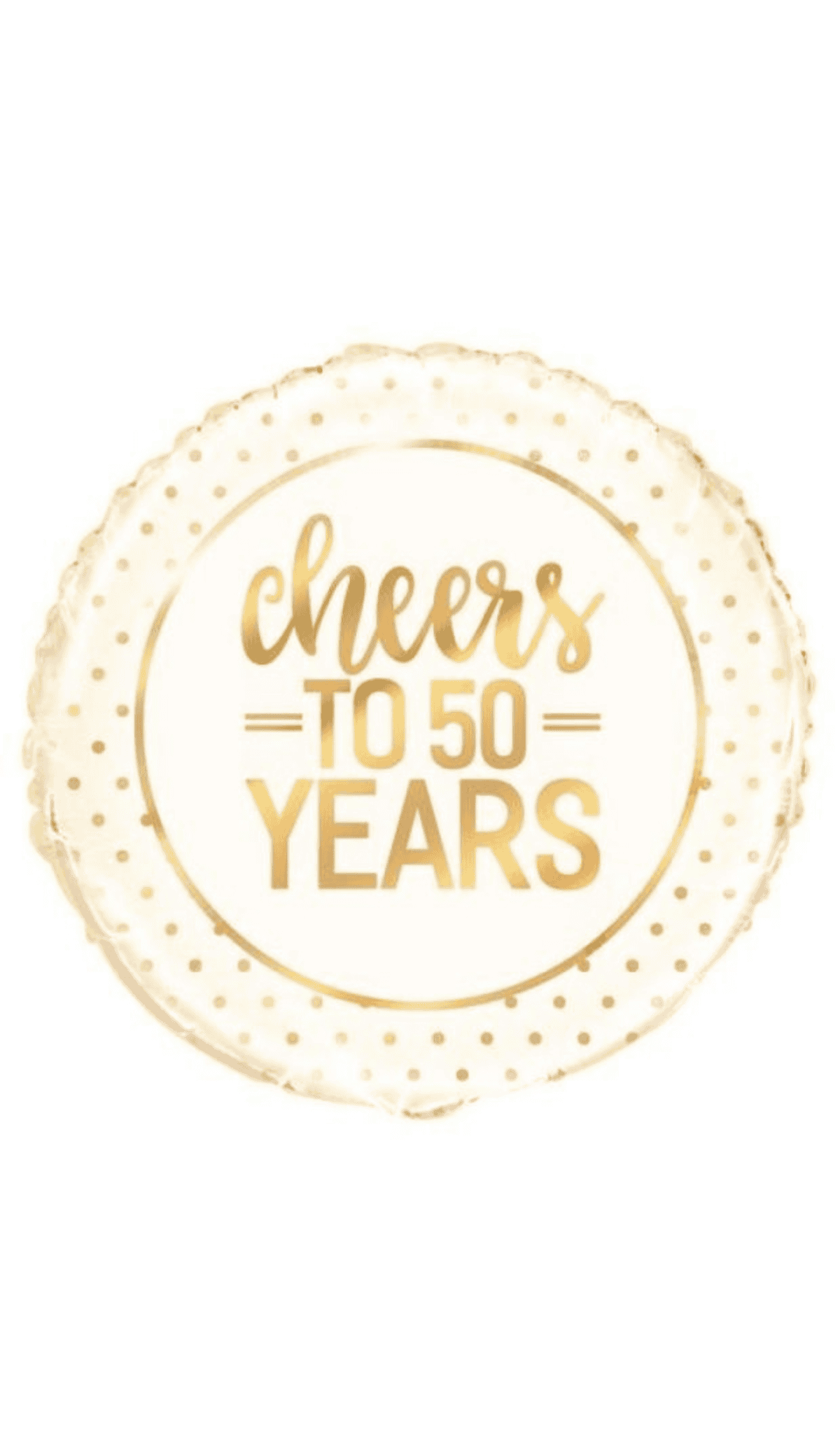 Cheers to 50 Years gold white round foil balloon anniversary