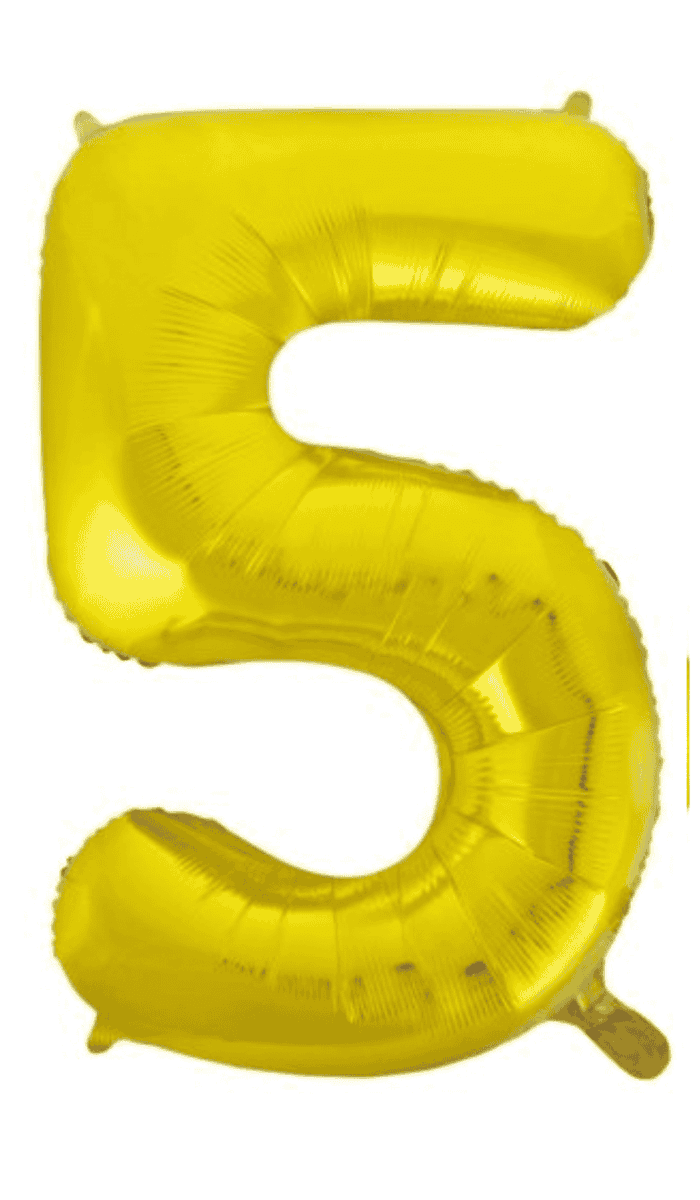 Gold Large Foil Number Five Balloon