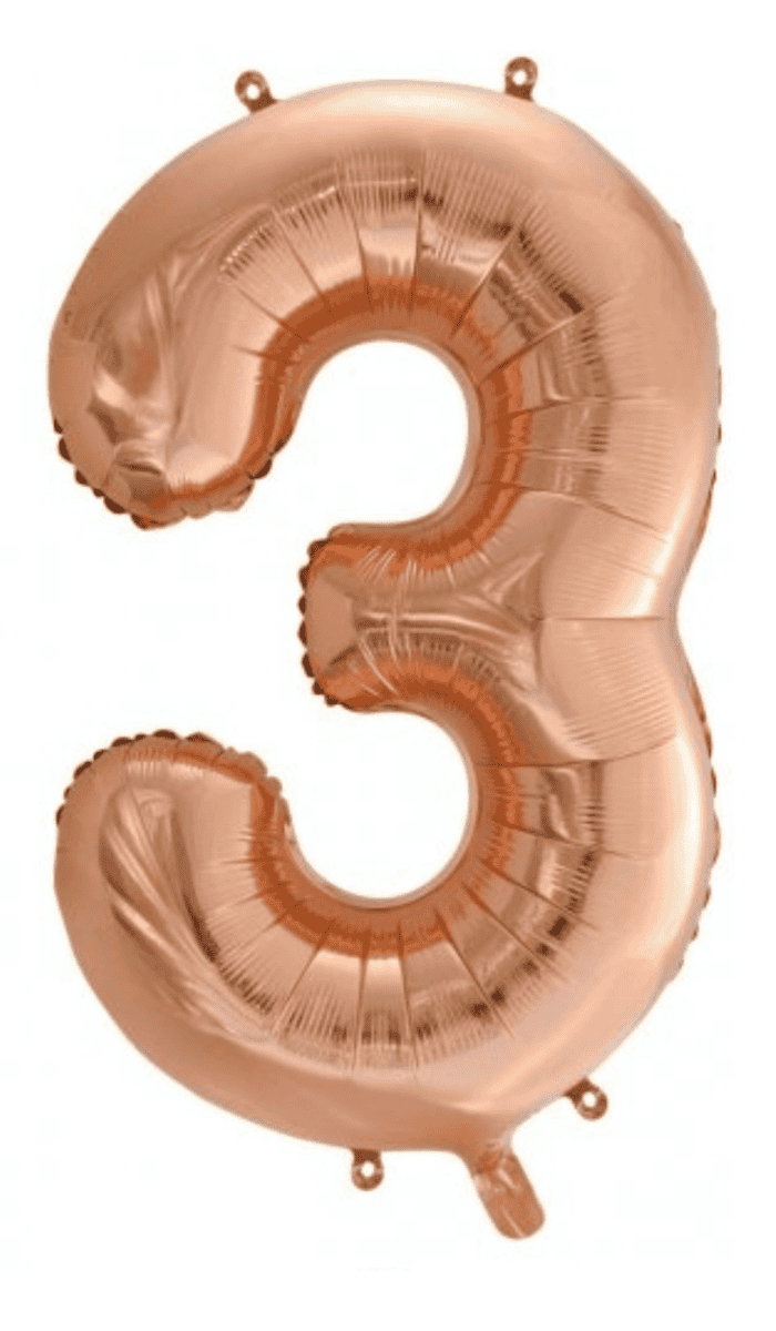 Rose Gold Number Three Foil Balloon