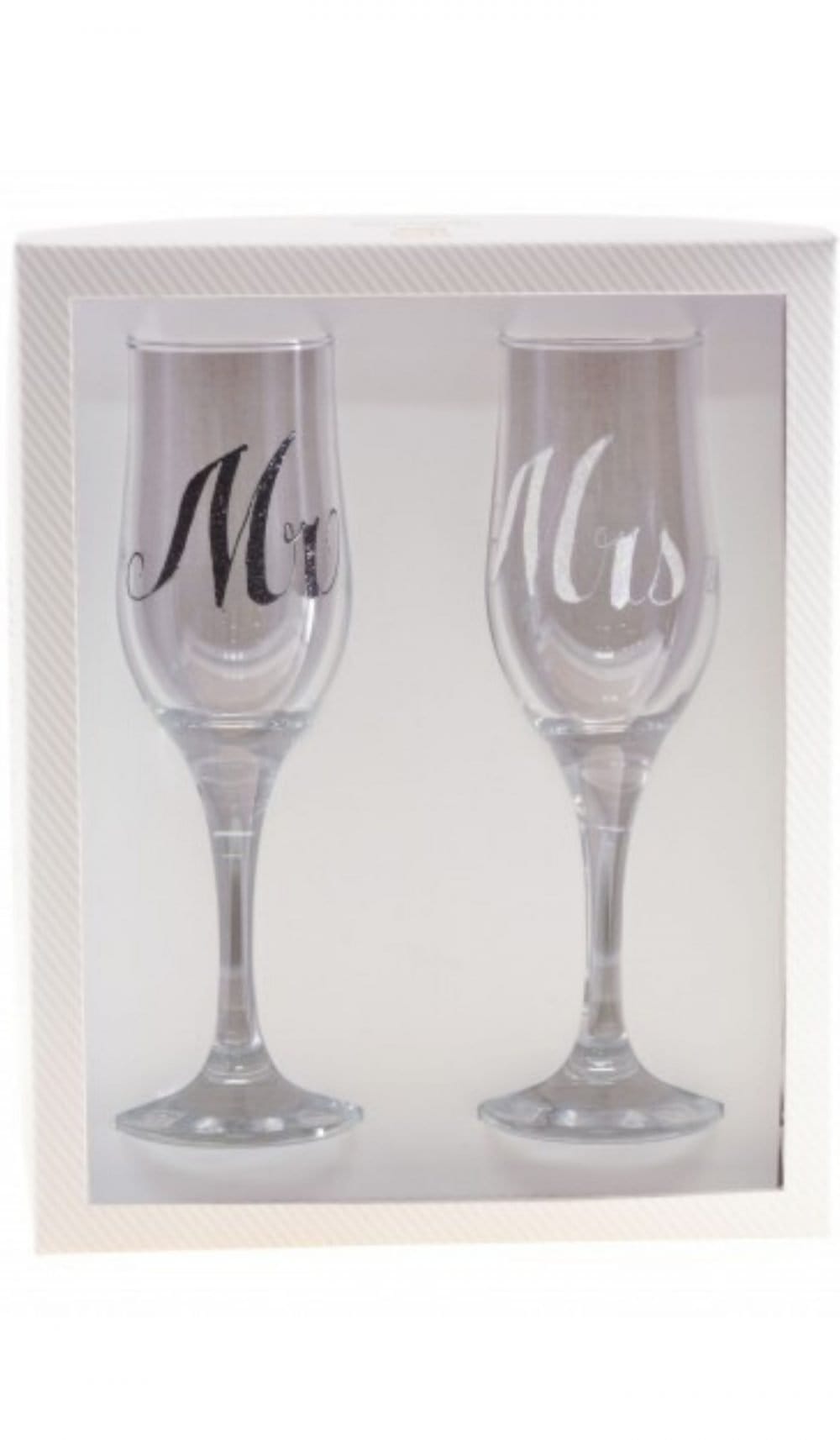 Hand Painted Glass Champagne Flutes Mr & Mrs