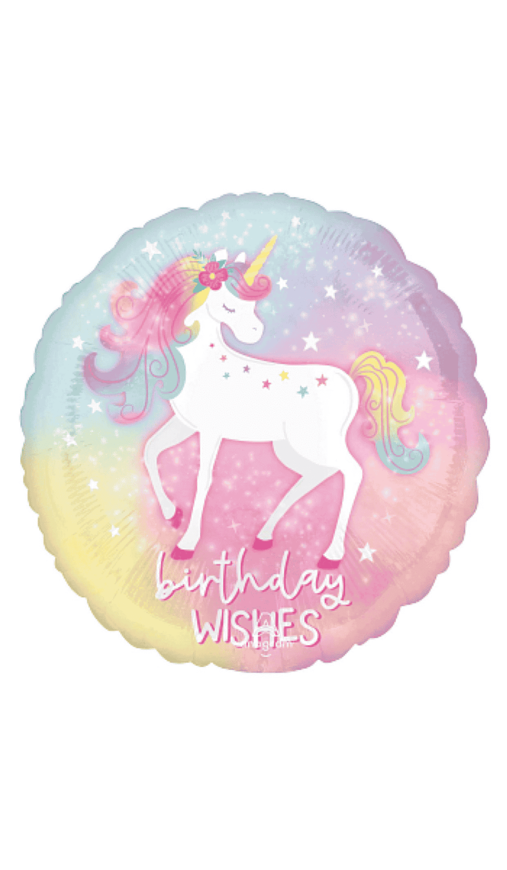 birthday wishes foil balloon unicorn pastel anagram