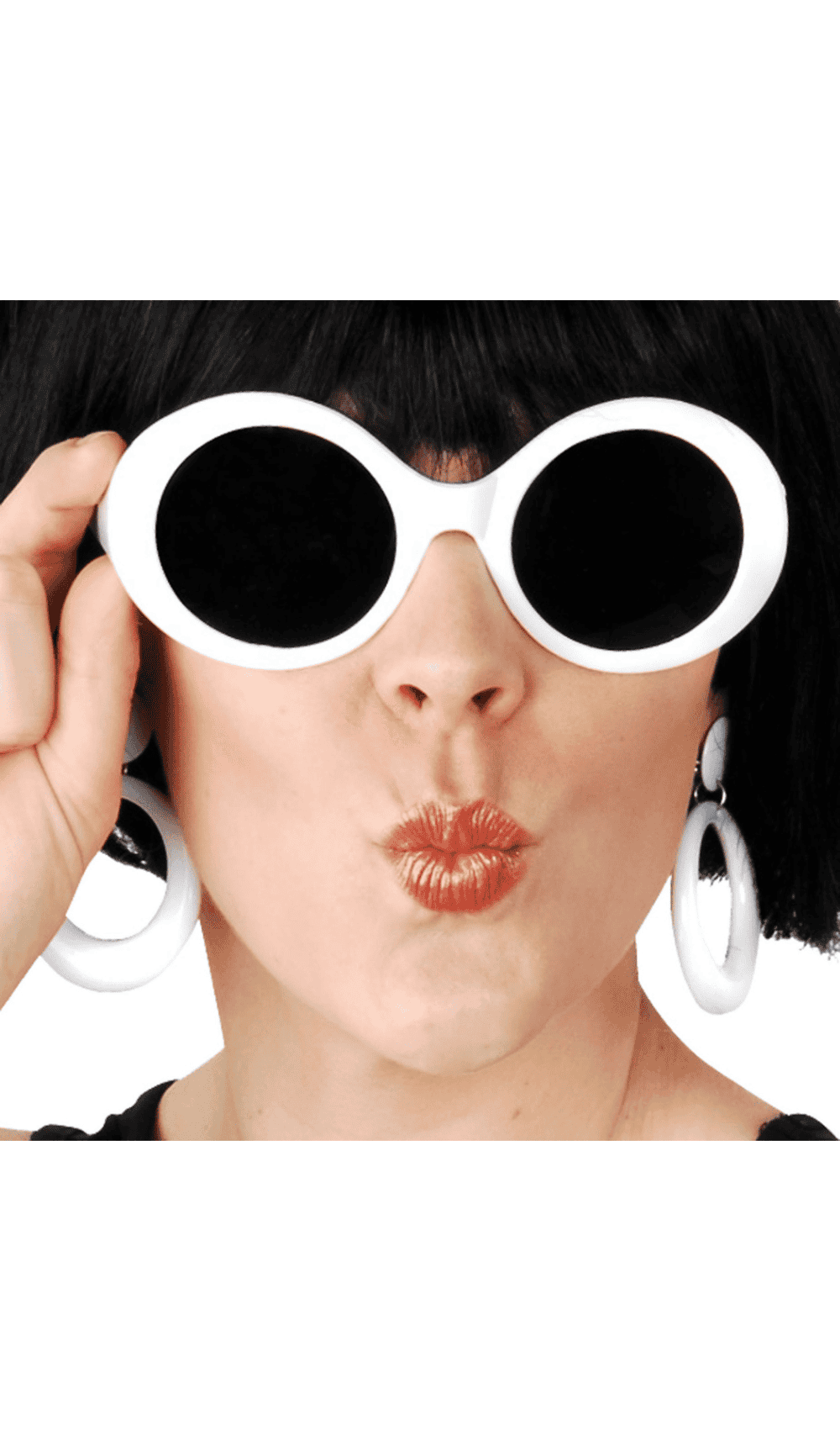 White 1970s Glasses Costume