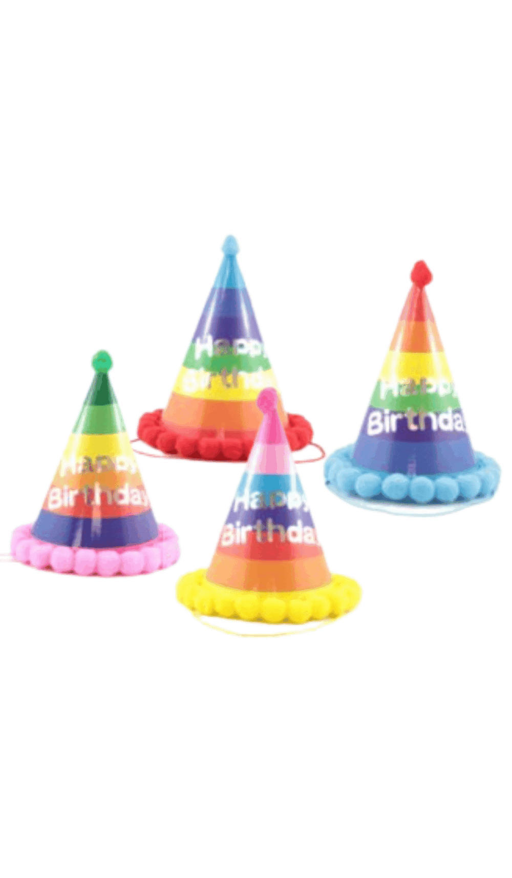 happy birthday party hats pom pom decorations elastic band string