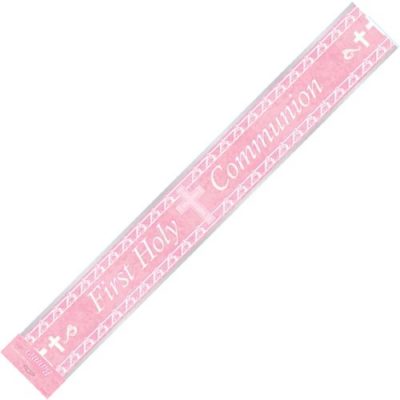 Foil Banner First Holy Communion Pink
