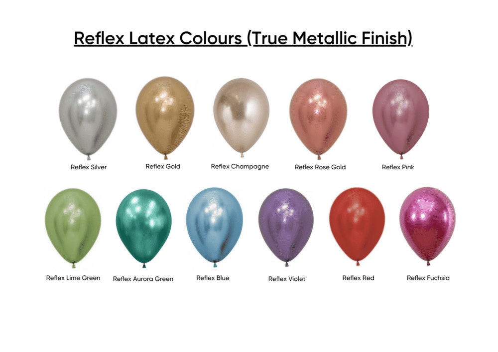 Reflex Metallic Latex Balloon Chart