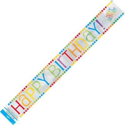 foil banner happy birthday polka dots rainbow
