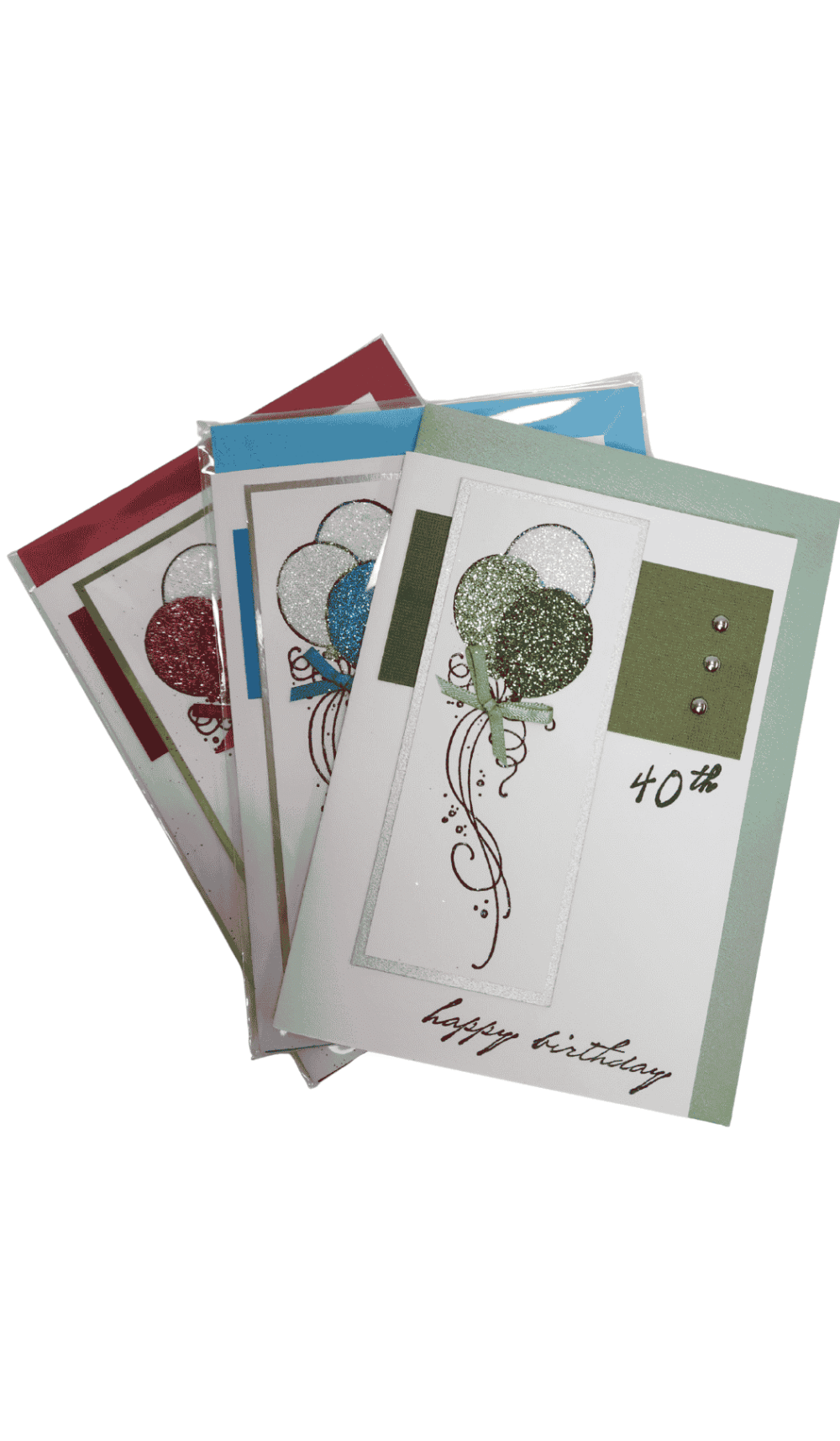 40th Birthday Balloons Glitter Handmade Card
