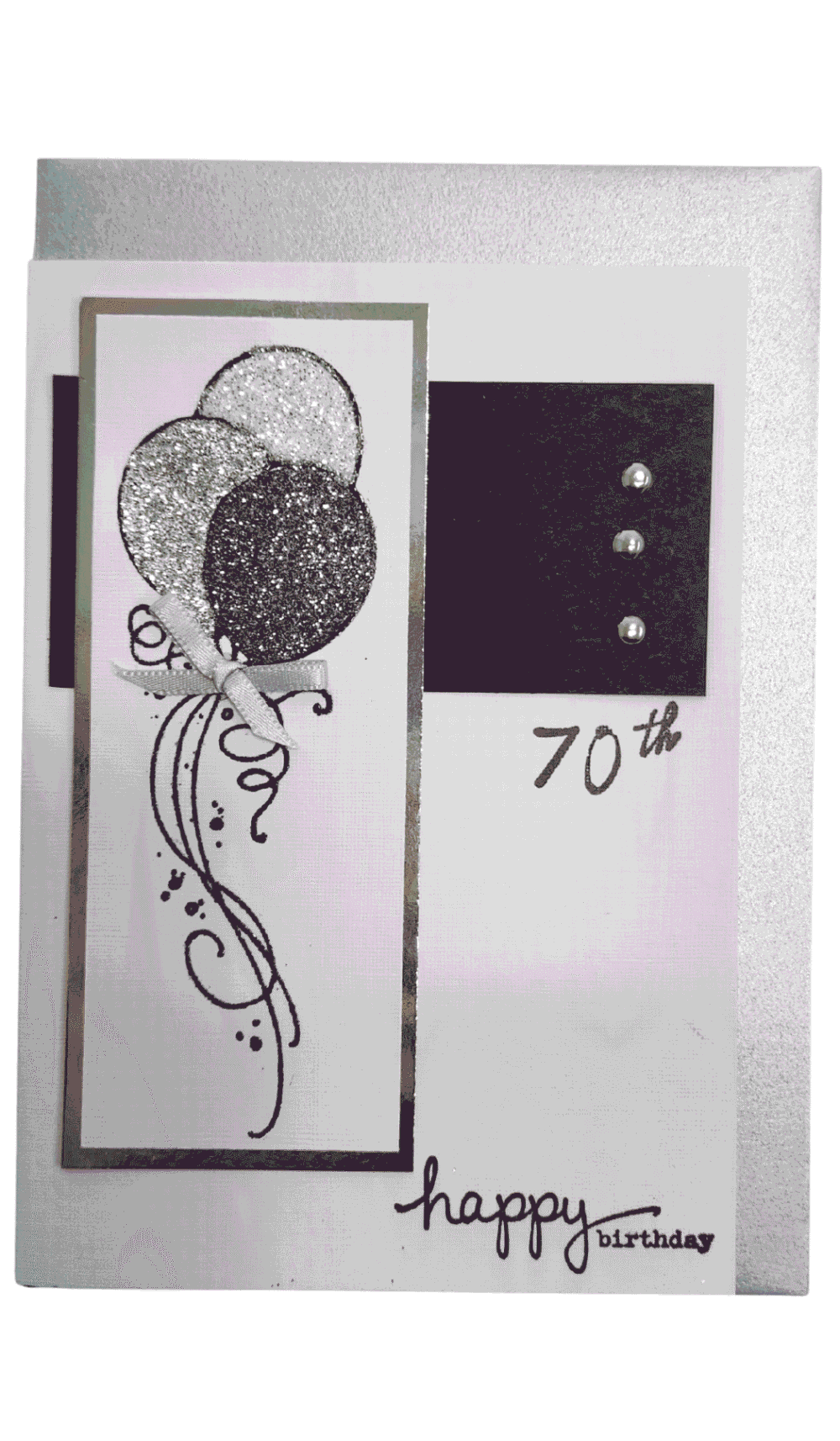 70th Birthday Glitter Balloons Handmade Card