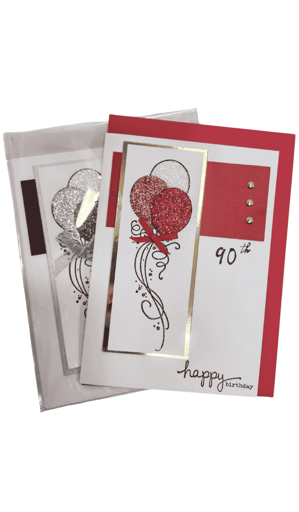 90th Birthday Balloons Glitter Handmade Card