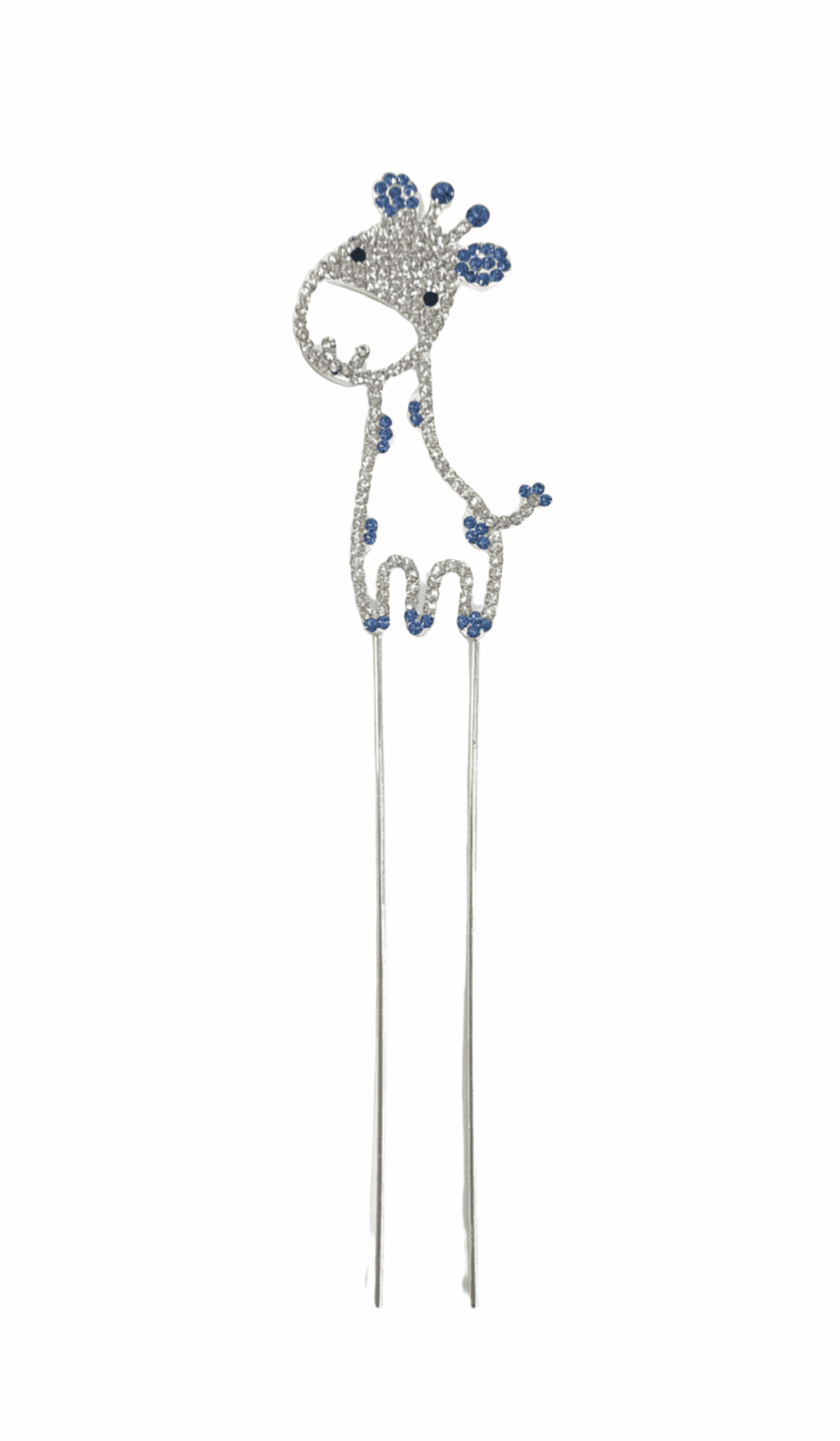 giraffe blue silver diamante cake topper