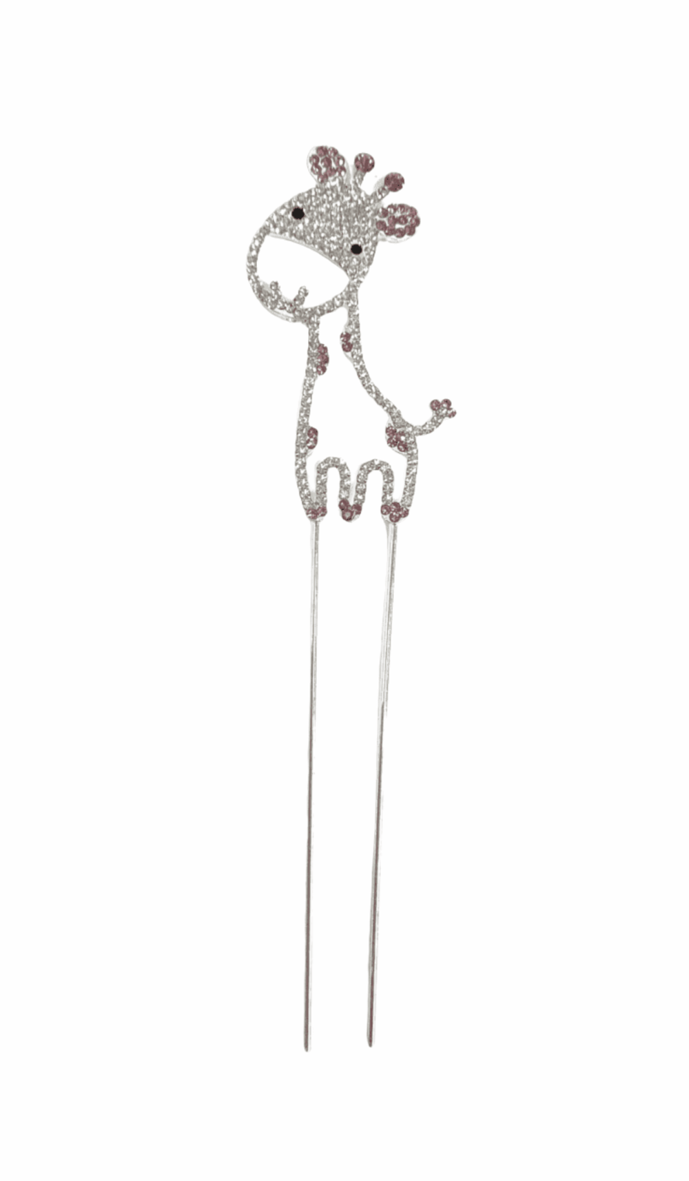 giraffe pink silver diamante cake topper