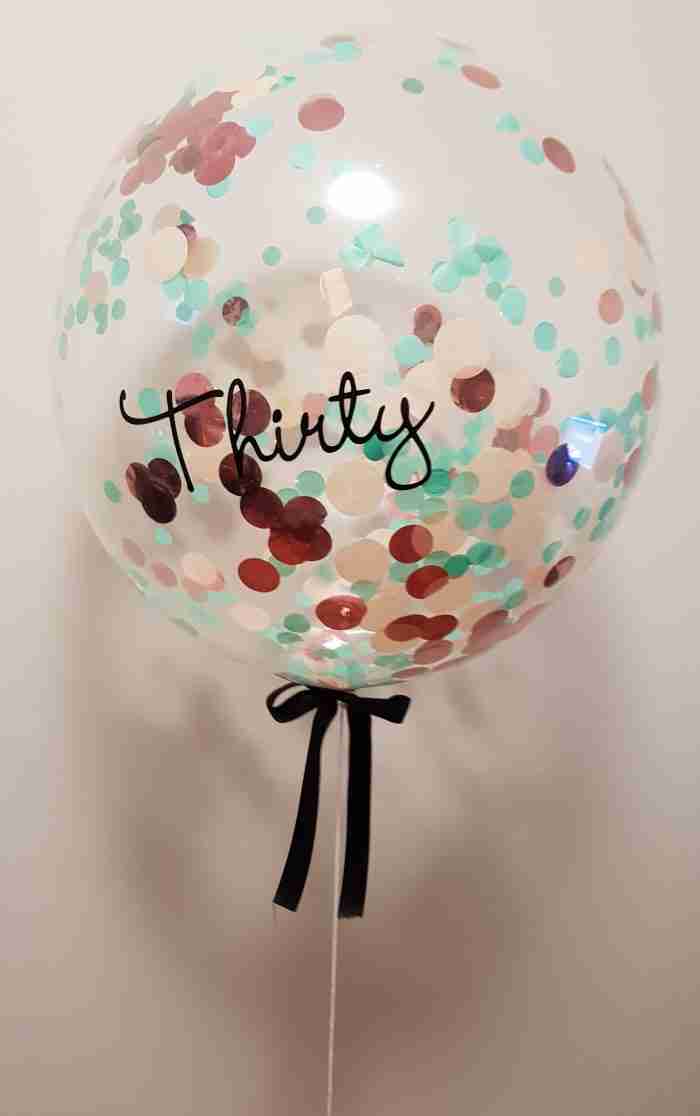 Confetti filled helium 55cm bubble balloon