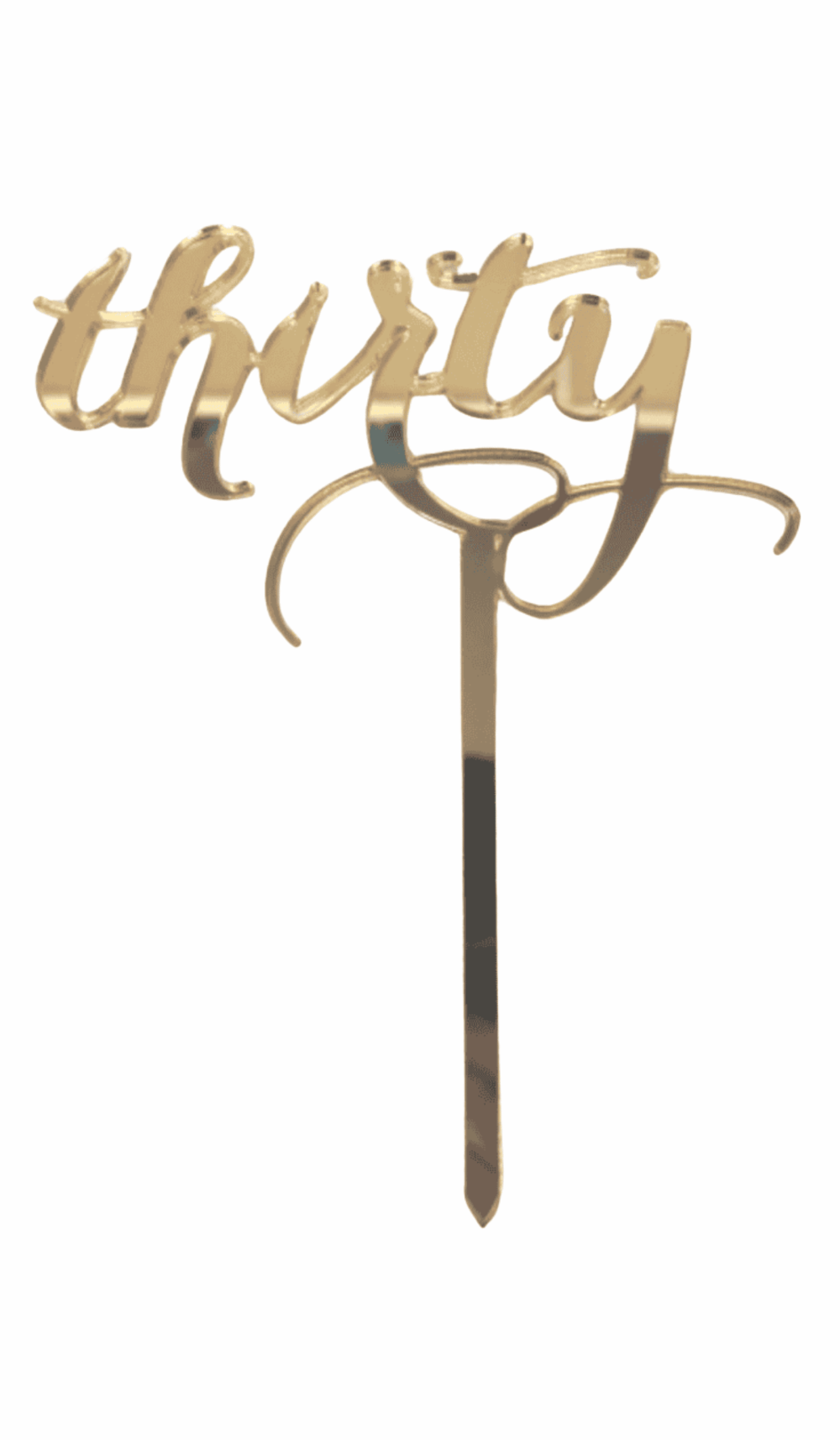 thirty gold mirror acrylic cake topper