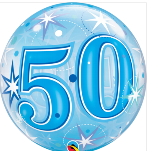 50th Birthday Blue Bubble Balloon