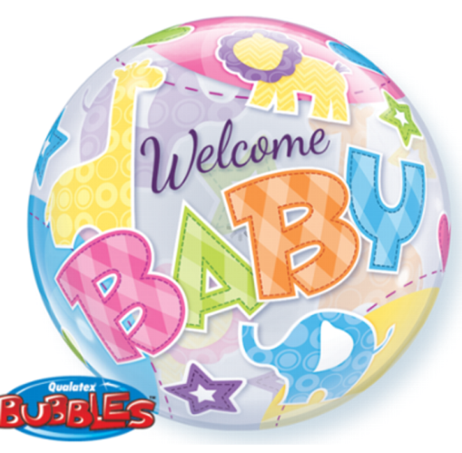 Welcome Baby Patchwork Bubble Balloon