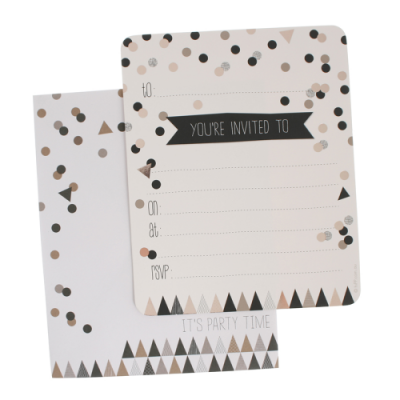 Invitations Confetti Black Gold