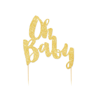 Gold Glitter Cake Topper Oh Baby