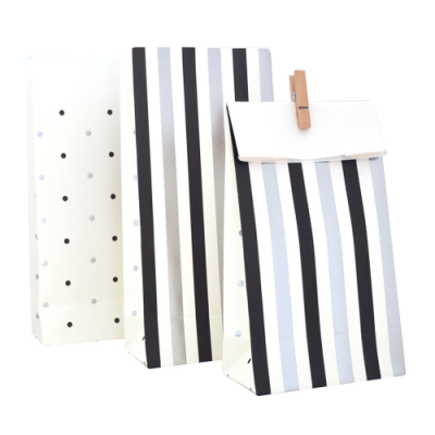Silver & Black Stripes & Dots Treat Bags