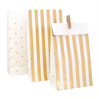 Gold Stripes & Dots Treat Bags