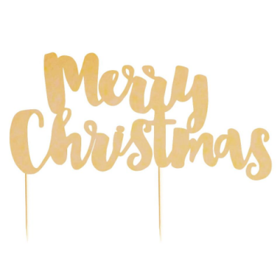 Merry Christmas Gold Script Cake Topper
