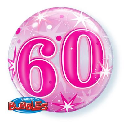 60th Birthday Pink Bubble Balloon