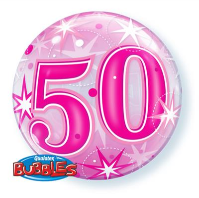 50th Birthday Pink Bubble Balloon