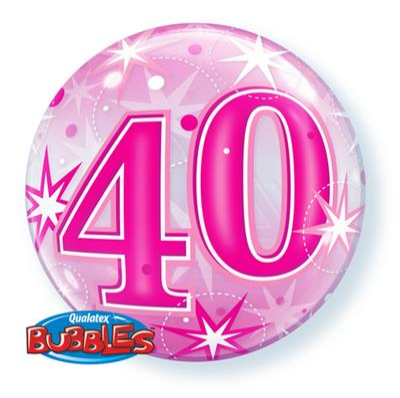 40th Birthday Pink Bubble Balloon