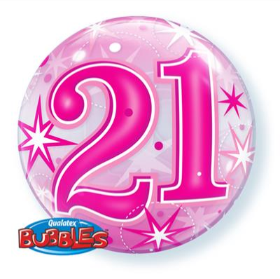 21st Birthday Pink Bubble Balloon