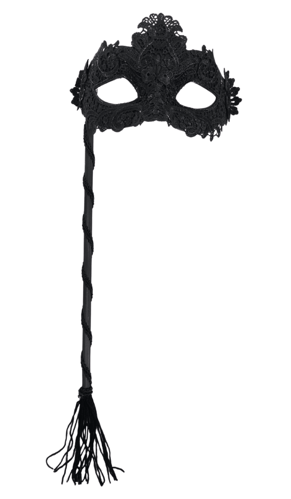 Lace Black Eye Mask with Stick and tassels