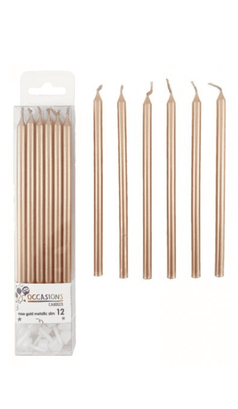 Slim Rose Gold Cake Candles