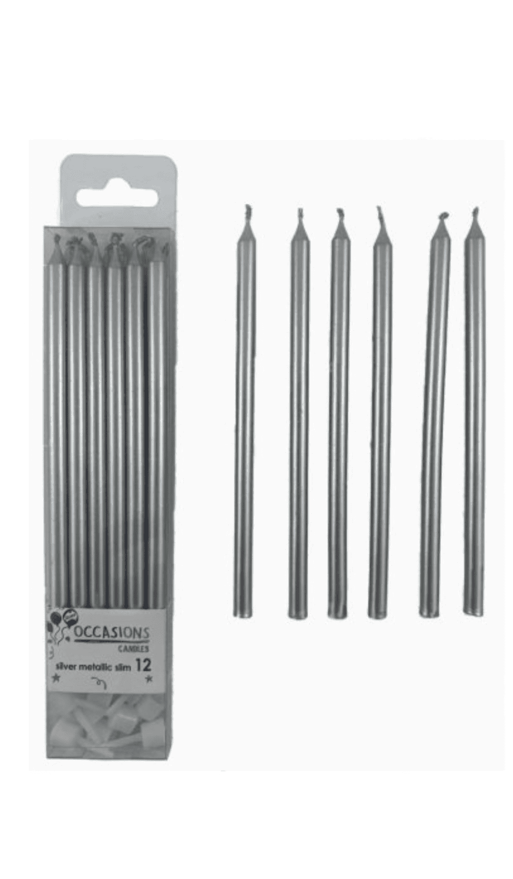Slim Silver Cake Candles