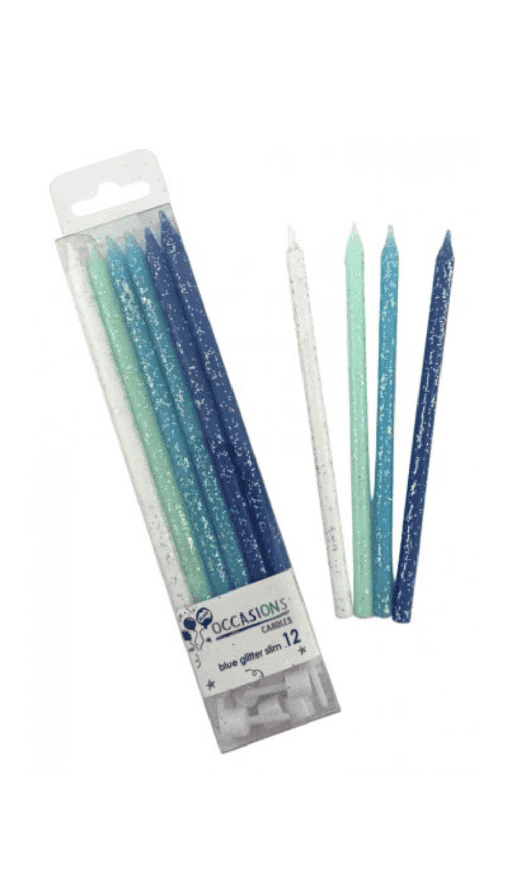 Blue Glitter Ombre Slim Cake Candles
