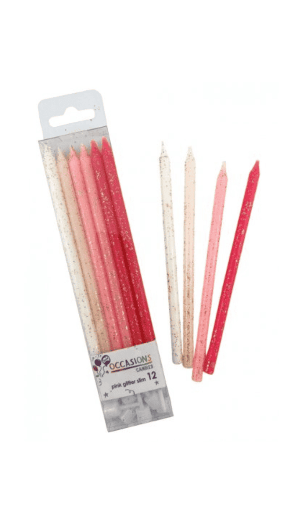 Pink Glitter Ombre Slim Cake Candles