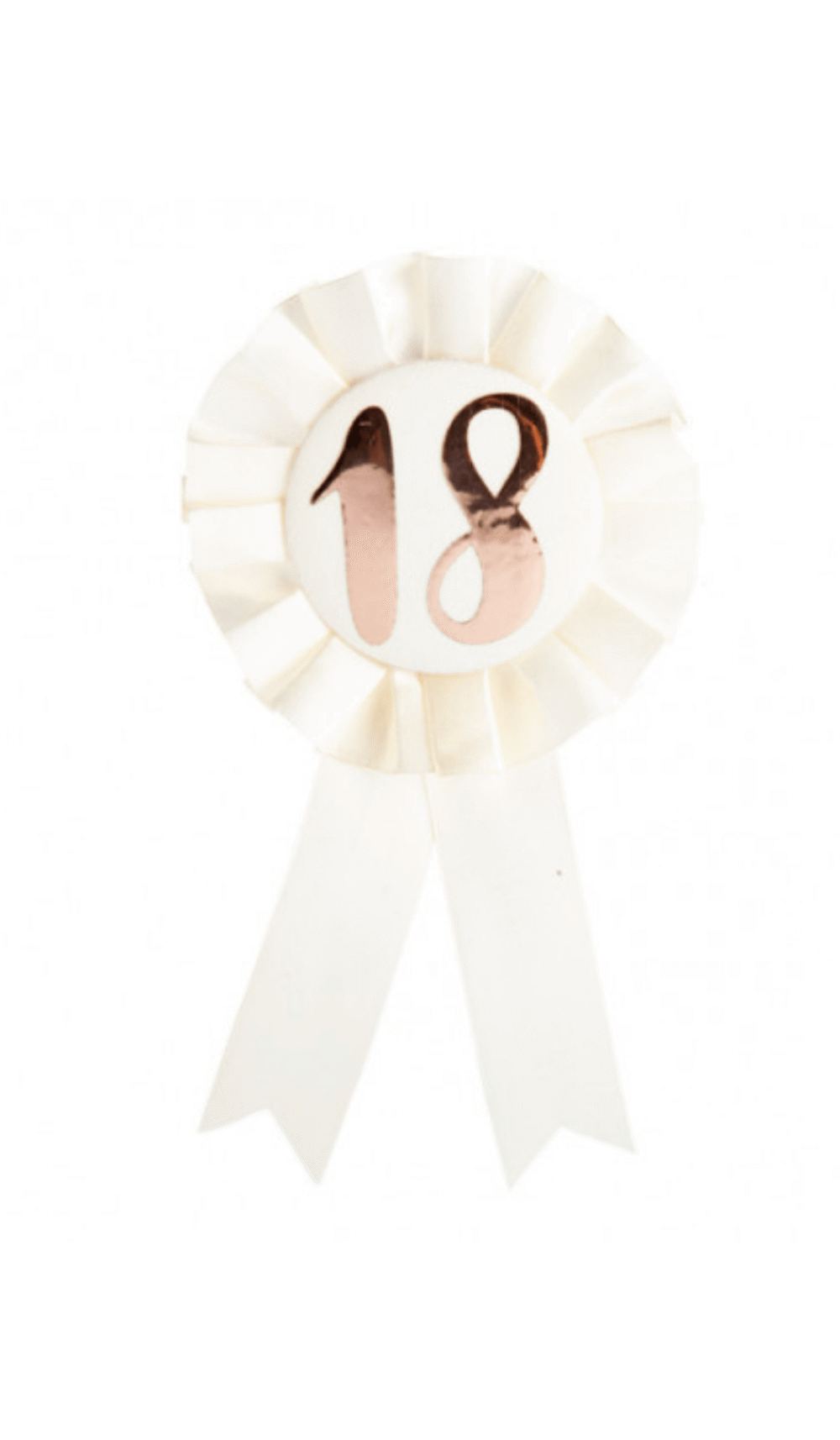 white ribbon rosette badge rose gold 18 birthday