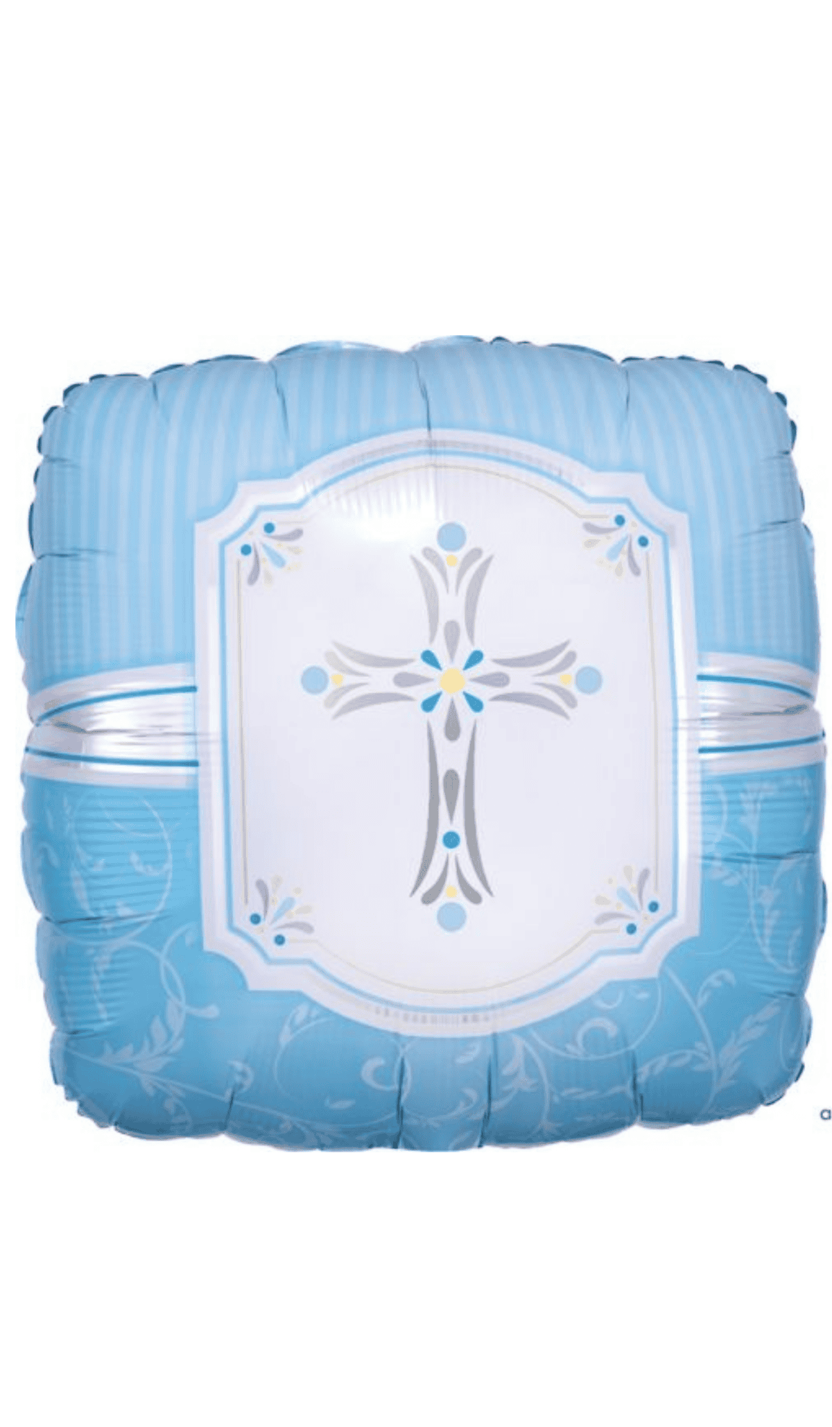 blue silver white cross square foil balloon