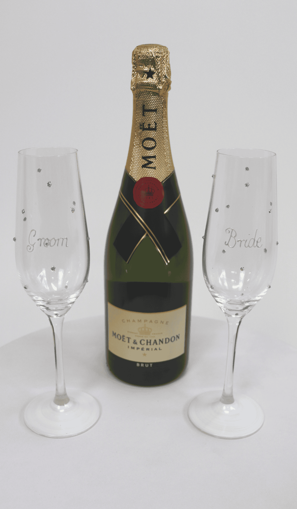 Champagne Flutes Pair Bride Groom Wedding