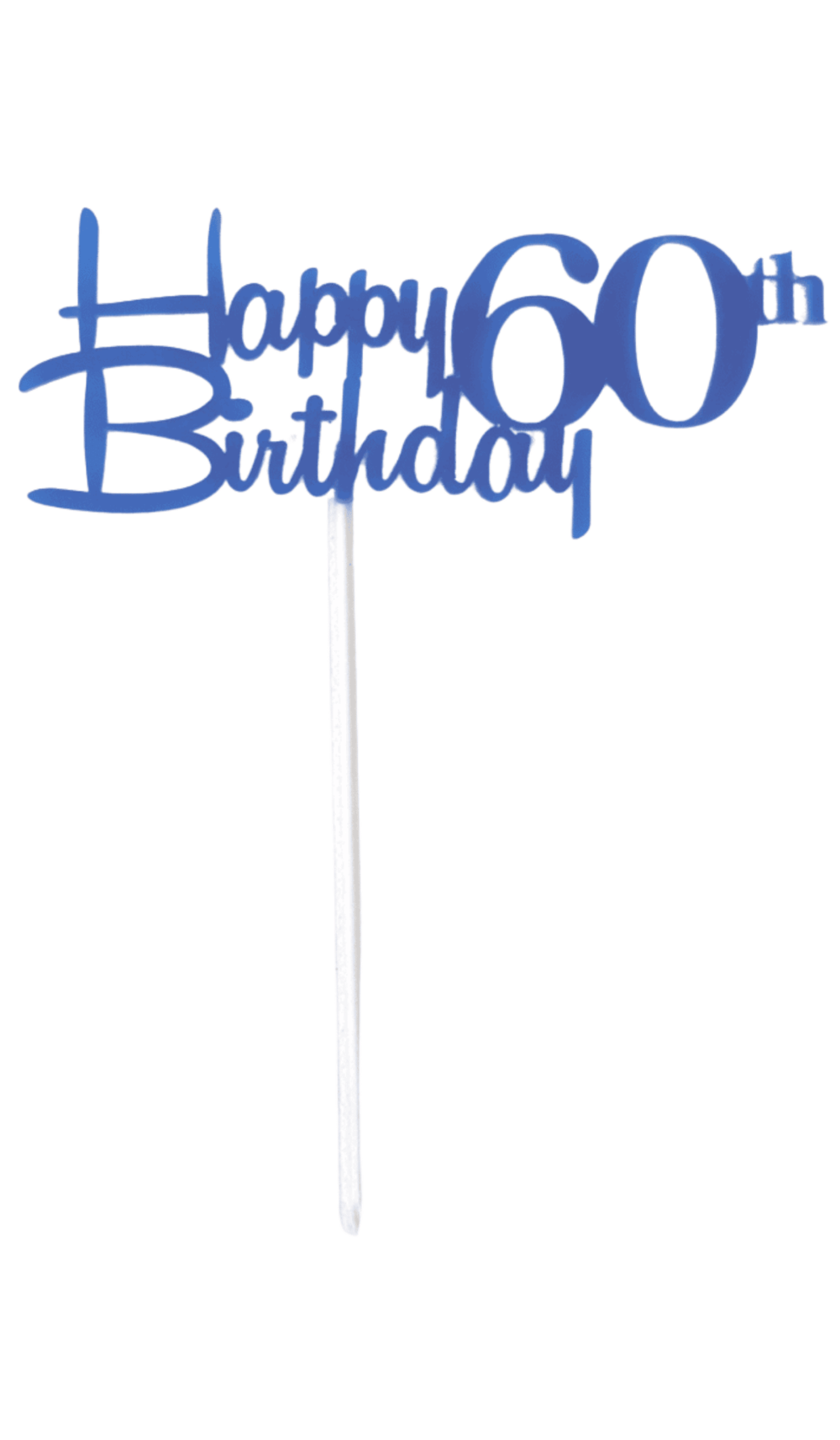 Happy 60th Birthday blue acrylic cake topper