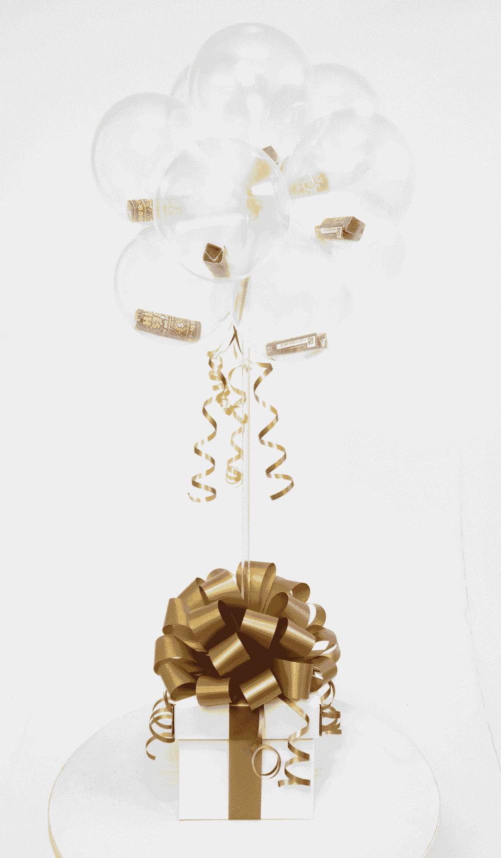 Topiary Tree Balloon Arrangement Box Bow Scratchies Lotto Ticket Gift