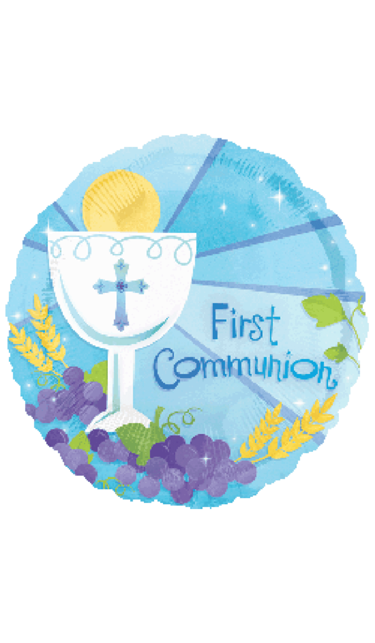 first holy communion blue gold foil balloon