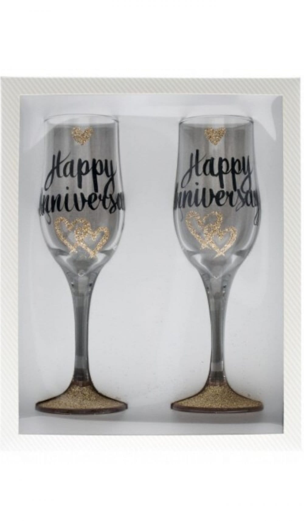Hand Painted Glass Champagne Flutes Happy Anniversary