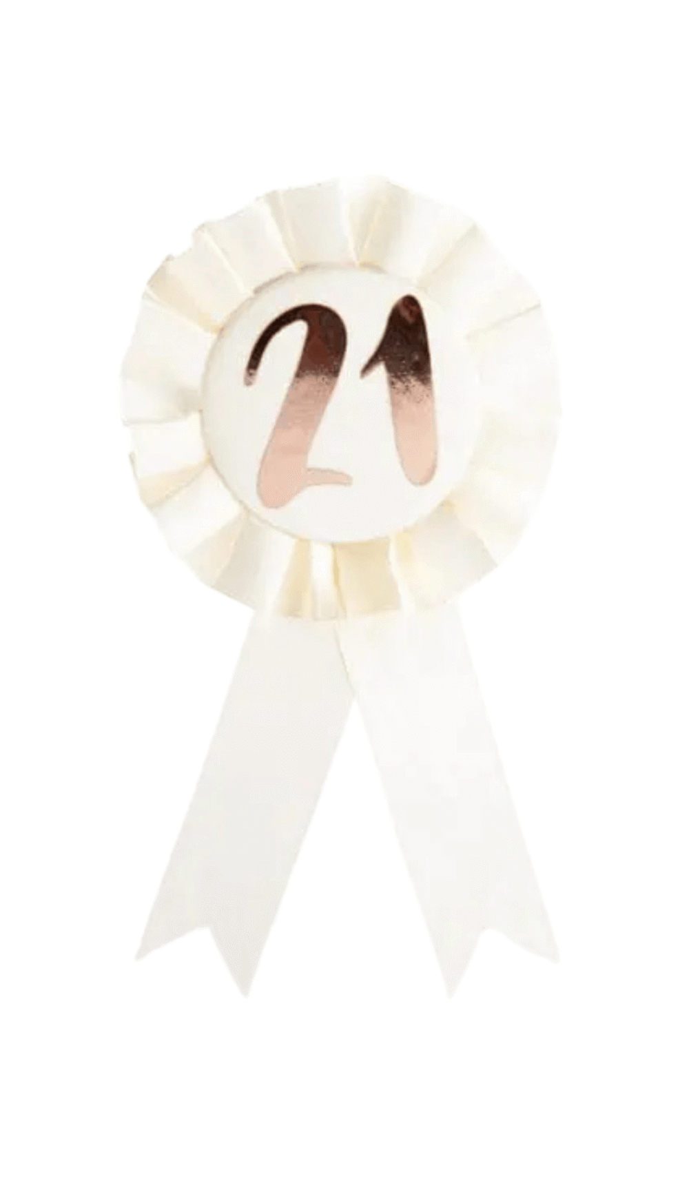 white ribbon rosette badge rose gold 21 birthday