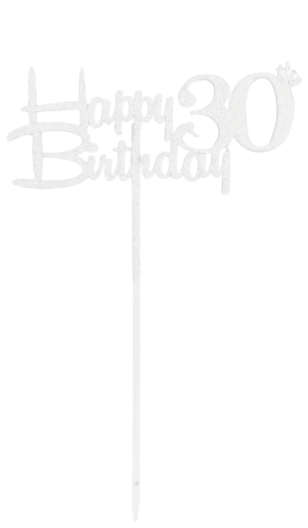 Happy 30th Birthday white glitter acrylic cake topper