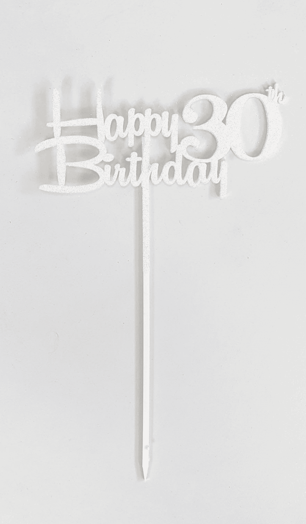 Cake Topper White Acrylic Glitter Happy 30th Birthday