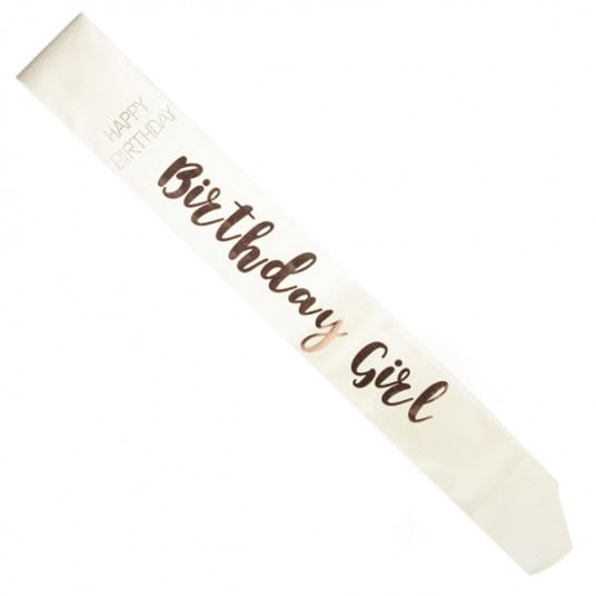 Birthday Girl White Rose Gold Sash