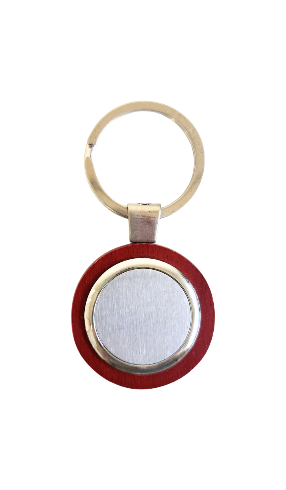 Keyring Round Wooden Silver engravable gift